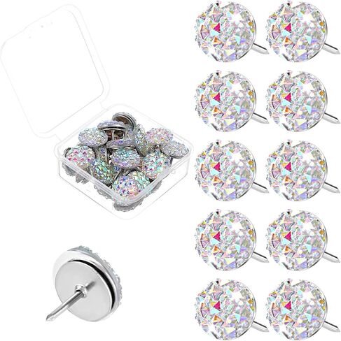 30Pcs Decorative Thumb Tacks Purple Push Pins Glitter Rhinestone Cute Decorative Push Pins for Corkboard Flat Pushpins for Wall Hangings Bulletin Board Home Office Supplies in Kuwait