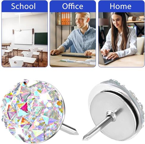 30Pcs Decorative Thumb Tacks Purple Push Pins Glitter Rhinestone Cute Decorative Push Pins for Corkboard Flat Pushpins for Wall Hangings Bulletin Board Home Office Supplies in Kuwait