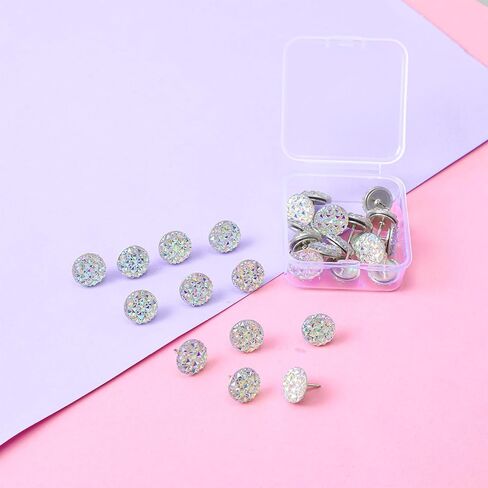 30Pcs Decorative Thumb Tacks Purple Push Pins Glitter Rhinestone Cute Decorative Push Pins for Corkboard Flat Pushpins for Wall Hangings Bulletin Board Home Office Supplies in Kuwait