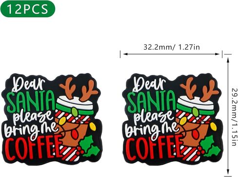 Lovymi 12PCS Christmas Silicone Focal Beads for Pens, Santa Coffee Silicone Beads for Keychain Making Bracelet Necklace Craft in Saudi Arabia