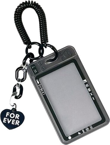 Clear Kpop Photocard Holder with Keychain Spiral Wrist Coil, Cute ID Card Protector Photo Display Case Badge Holder in Saudi Arabia