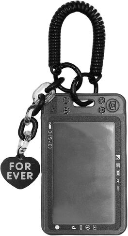 Clear Kpop Photocard Holder with Keychain Spiral Wrist Coil, Cute ID Card Protector Photo Display Case Badge Holder in Saudi Arabia