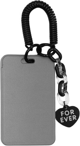 Clear Kpop Photocard Holder with Keychain Spiral Wrist Coil, Cute ID Card Protector Photo Display Case Badge Holder in Saudi Arabia