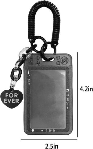 Clear Kpop Photocard Holder with Keychain Spiral Wrist Coil, Cute ID Card Protector Photo Display Case Badge Holder in Saudi Arabia