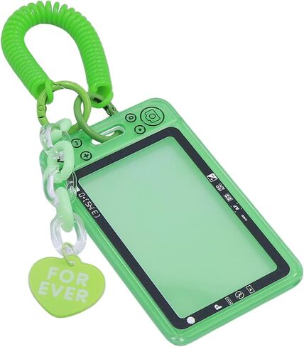 Clear Kpop Photocard Holder with Keychain Spiral Wrist Coil, Cute ID Card Protector Photo Display Case Badge Holder in Saudi Arabia