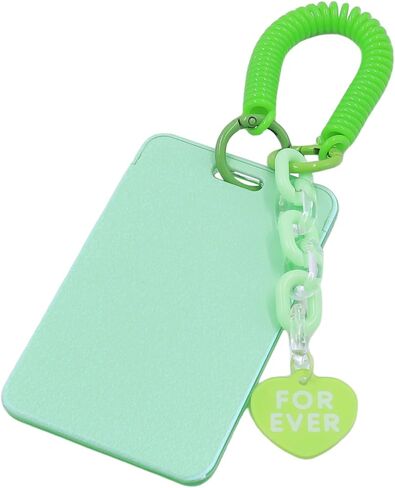 Clear Kpop Photocard Holder with Keychain Spiral Wrist Coil, Cute ID Card Protector Photo Display Case Badge Holder in Saudi Arabia