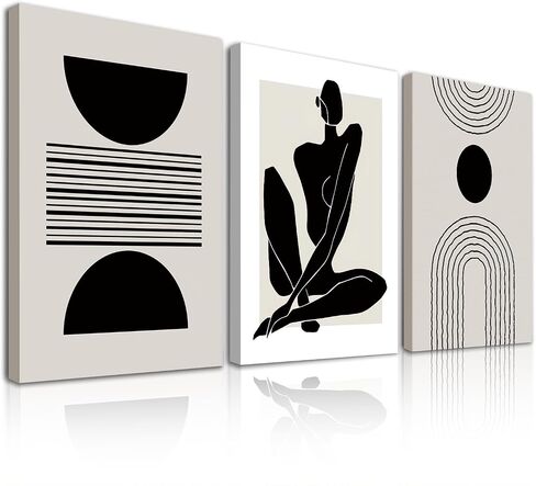 Dazzlewall Boho Abstract Wall Decor Poster Black and White Geometric Wall Poster for Bedroom Living Room Decor 12x16 in Unframed Set of 3 in Saudi Arabia