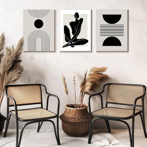Dazzlewall Boho Abstract Wall Decor Poster Black and White Geometric Wall Poster for Bedroom Living Room Decor 12x16 in Unframed Set of 3 in Saudi Arabia
