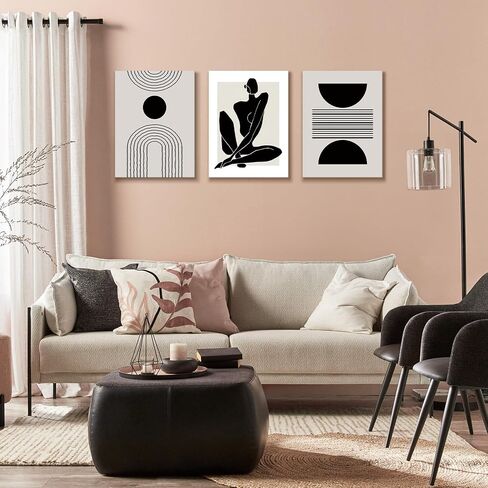 Dazzlewall Boho Abstract Wall Decor Poster Black and White Geometric Wall Poster for Bedroom Living Room Decor 12x16 in Unframed Set of 3 in Saudi Arabia