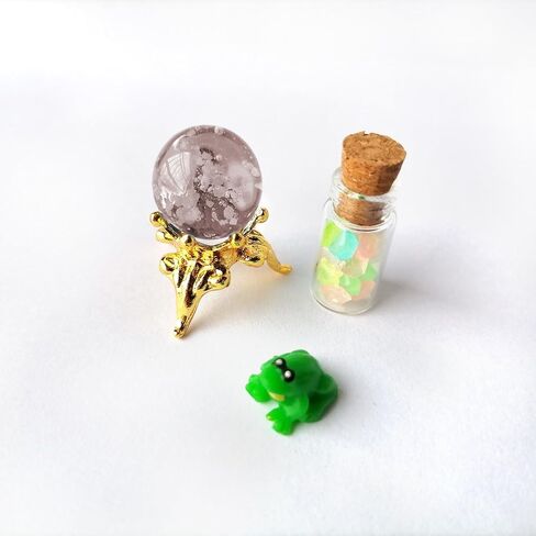 Miniature Glowing Potion Bottles, Crystal Balls & Frog Figurine, Dollhouse & Diorama Decor, Glow-in-The-Dark Miniatures (Pink) in Kuwait