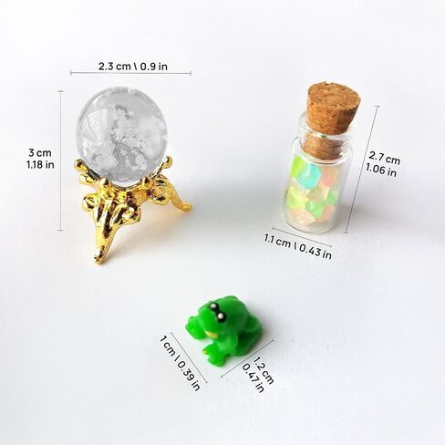 Miniature Glowing Potion Bottles, Crystal Balls & Frog Figurine, Dollhouse & Diorama Decor, Glow-in-The-Dark Miniatures (Pink) in Kuwait