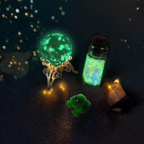 Miniature Glowing Potion Bottles, Crystal Balls & Frog Figurine, Dollhouse & Diorama Decor, Glow-in-The-Dark Miniatures (Pink) in Kuwait