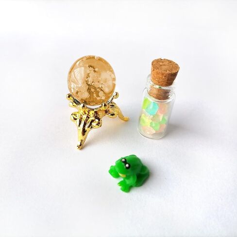 Miniature Glowing Potion Bottles, Crystal Balls & Frog Figurine, Dollhouse & Diorama Decor, Glow-in-The-Dark Miniatures (Pink) in Kuwait