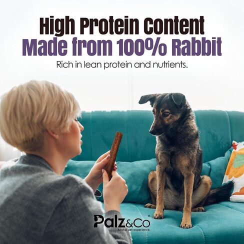 Rabbitdog Rabbit Sausage Dog Treats - 8 Pack of 100% Natural Single Ingredient Chews, Grain Free, High Protein, Soft & Chewy Texture in Kuwait