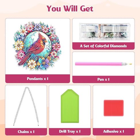 GHKUD شنقا فن الماس اللوحة أدوات الدجاج معلقات البالغين للأطفال ، زهور DIY زخارف مزرعة خاصة بلورة مزدوجة الجوانب الحلي معلقة هدايا نافذة حديقة المنزل ديكور in Kuwait