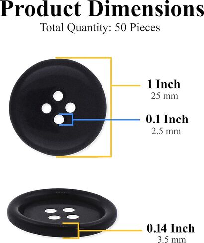 Mandala Crafts Large Dark Brown Buttons for Crafts - Dark Brown Plastic Buttons for Sewing Buttons Replacement - 50 Resin Buttons Assorted 1 Inch Round Buttons with 4 Holes in Saudi Arabia