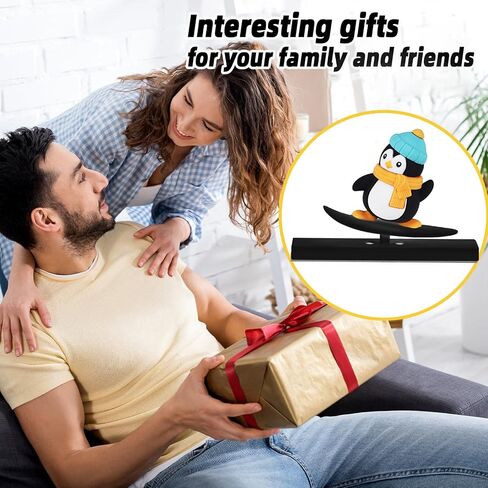 Black Surfing Penguin Car Decord Bobblehead Car Dashboard ، إكسسوارات لوحة القيادة ، الهدايا المقطوعة للنساء صديق صديقها مراسم التأرجح-Universal in Kuwait