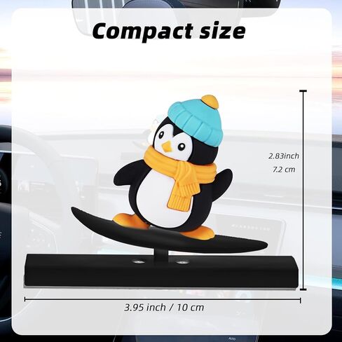 Black Surfing Penguin Car Decord Bobblehead Car Dashboard ، إكسسوارات لوحة القيادة ، الهدايا المقطوعة للنساء صديق صديقها مراسم التأرجح-Universal in Kuwait
