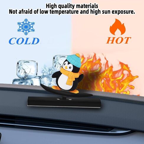 Black Surfing Penguin Car Decord Bobblehead Car Dashboard ، إكسسوارات لوحة القيادة ، الهدايا المقطوعة للنساء صديق صديقها مراسم التأرجح-Universal in Kuwait
