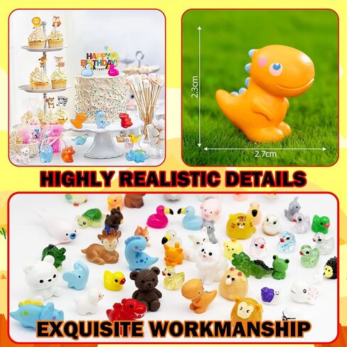 60pcs Mini Animal Figurines Set, Tiny Resin Animals Miniature Little Small Animal Figures Bulk for DIY Micro Fairy Garden Landscape Accessories Dollhouse Hide Crafts Decor Birthday Party Favors in Saudi Arabia