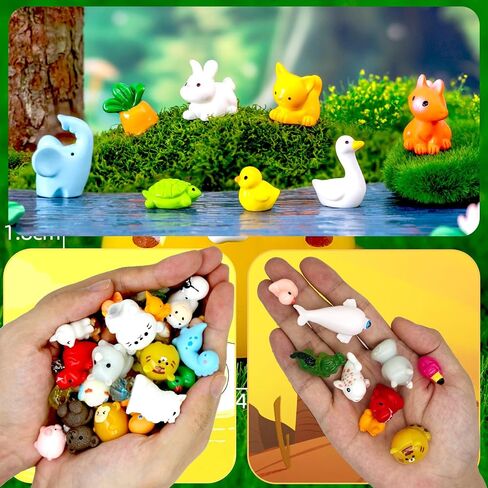 60pcs Mini Animal Figurines Set, Tiny Resin Animals Miniature Little Small Animal Figures Bulk for DIY Micro Fairy Garden Landscape Accessories Dollhouse Hide Crafts Decor Birthday Party Favors in Saudi Arabia