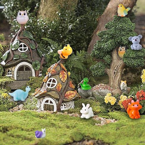 60pcs Mini Animal Figurines Set, Tiny Resin Animals Miniature Little Small Animal Figures Bulk for DIY Micro Fairy Garden Landscape Accessories Dollhouse Hide Crafts Decor Birthday Party Favors in Saudi Arabia