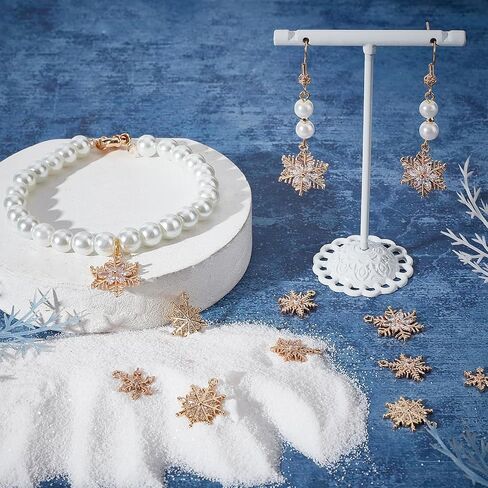 SUNNYCLUE 1 Box 16Pcs 4 Style Snowflake Charm Christmas Charms Snowflakes Charms Xmas Snow Cubic Zirconia Charm for Jewelry Making Charms DIY Bracelet Necklace Earrings Craft Adult in Saudi Arabia