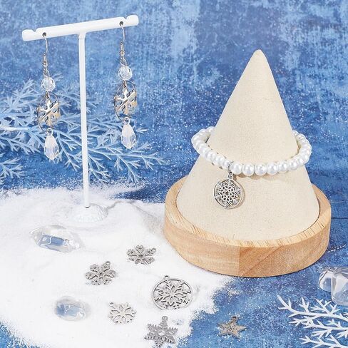 SUNNYCLUE 1 Box 16Pcs 4 Style Snowflake Charm Christmas Charms Snowflakes Charms Xmas Snow Cubic Zirconia Charm for Jewelry Making Charms DIY Bracelet Necklace Earrings Craft Adult in Saudi Arabia