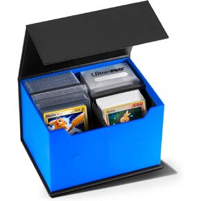 Toploader Trading Card Storage Case | 2 Row Magnetic Flip Box w/Adjustable Divider Holders | Holds 150 Toploaders and 600 Trading Cards