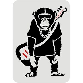 FINGERINSPIRE Banksy Chimpanzees Stencil - 11.7x8.3inch Reusable Orangutan & Monkey Pattern Stencil for Painting on Wall, Tile, Canvas, Furniture & Paper