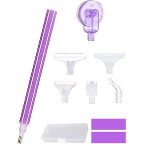 NADUSEP Diamond Painting Wheel Tools with Groove, New Type of Gem Art Pen Set Make Jewel Art Faster and Neater Screw Thread Tips for DIY Craft Comfort Grip (Purple)