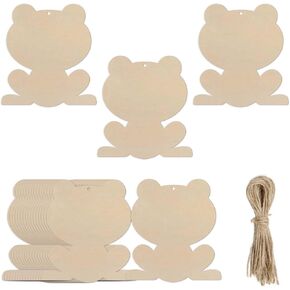 20pcs Frog Shaped Wood Cutouts DIY Crafts Blank Frog Unfinished Wooden Tags Ornaments for Wedding Birthday Home Party Decoration
