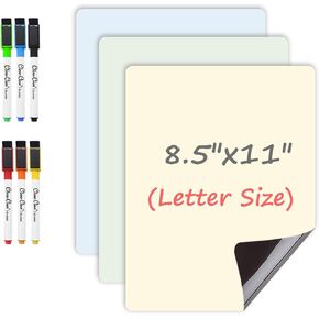 Magnetic Dry Erase Board – 8.5"x11" Reusable Lined Dry Erase Notebook Sheet for Fridge – 6 Dry Erase Markers Included