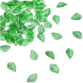 100 Pcs Green Leaf Beads for Jewelry Making Transparent Acrylic Plant Tree Leaf Charms Plastic Leaves Pendants with Hole Fit Earring Bracelet Necklace Making DIY Craft Beading Decorate Women Gifts