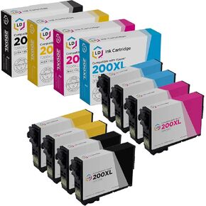 LD Products Remanufactured Replacements for Epson 200xl Ink Cartridges 200 XL High Yield for XP-200, XP-300, XP-310, XP-400, WF-2520, WF-2530, WF-2540 (2 Black, 2 Cyan, 2 Magenta, 2 Yellow, 8-Pack)