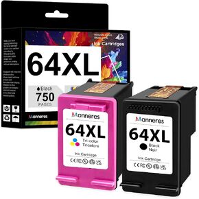 64XL Ink Cartridges Replacement for HP 64XL Combo for Envy Photo 7855 7858 7800 7100 7155 6255 7164 Inspire 7255e 7955e 7958e 7900e Tango (Black/Tri-Color)