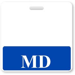 MD Badge Buddy - Heavy Duty Horizontal Badge Buddies for Doctors of Medicine - Spill & Tear Proof Cards - 2 Sided USA Printed Quick Role Identifier ID Tag Backer by Specialist ID