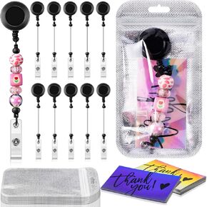 Tondiamo 10 Sets Beadable Beadge Cenly Set Clips Clips حامل للخرز 10 معرف الاسم بادج شارة Beender 10 حقيبة حقيبة قابلة للاستيلاء 10