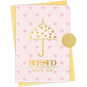 D24TIME Bridal Shower Card for Bride to Be - Sweet Wedding or Engagement Congratulations Card for the Bride 5"x7" Gold Foil （Blessed With You）