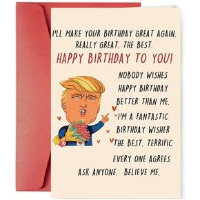 Funny Trump Birthday Card for Men Women, Unique Birthday Gifts for Husband Wife, Humor Trump Birthday Decoration for Mom Dad