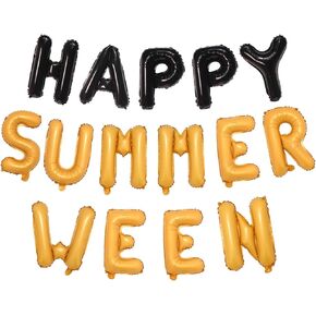 Summerween Balloons Banner Summer Halloween Party Decorations 16 Inch Mylar Foil Letters Sign Reusable Spooky Summer Beach Party Supplies