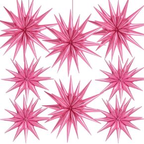 8 Pcs Star Balloons, Huge Pink Explosion Star Aluminum Foil Spike Balloons for Birthday, Baby Shower, Wedding, Bachelorette Party, Princess Party Decorations Supplies