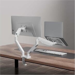 Laptop Stand Dual-Screen Robotic arm Computer Monitor Left and Right Upper and Lower Cantilever Heightening Lifting Bracket one for Two(White)