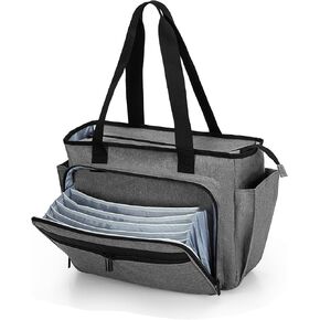 Trunab Teacher Tote Bag for Women, Nurse Utility Tote Bag with Expanding File Folder Pocket, Office Laptop Briefcase for Work, Grey
