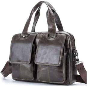 Leather Briefcase Laptop Bag Messenger Shoulder Work Bag Crossbody Handbag for Business Travelling for Men