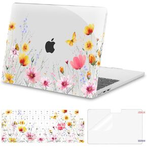 MOSISO Compatible with MacBook Air 13 inch Case 2025 2024 2023 2022 M4 A3240 M3 A3113 M2 A2681, Plastic Hard Shell&Keyboard Cover&Screen Film for MacBook Air 13.6 inch Case, Petal & Butterfly