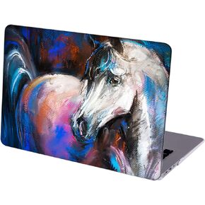 Case Compatible with MacBook MacBook Air 13 inch, Hard Protective Shell with Keyboard Cover ( A1369 A1466, 2010-2017 Release) - White Horse Oil Painting
