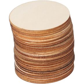 Pokinge 50 Pcs Unfinished Round Wood Slices, 60mm, Natural Wood, DIY Crafts, Wedding Ornaments