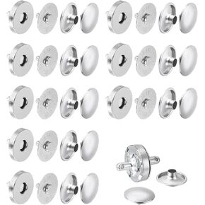20 Sets Magnetic Snaps Button, (14mm/0.55") Metal Magnetic Clasps for Purse Handbag Wallet Overcoat Bags Fasteners Snap Buttons, Silver