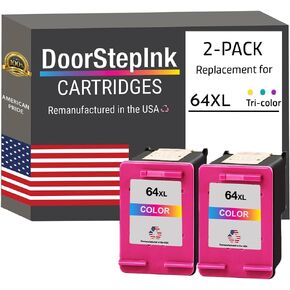 DoorStepInk Remanufactured in The USA Ink Cartridge Replacements for HP 64XL 64 XL 2 Color N9J91AN High Yield for Envy 6220 6230 6255 7132 7800 7858 7864 7820